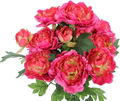 Admired By Nature Abn1B010-YW - Arbusto de flores mixtas de 36 tallos de dalia artificial color amarillo