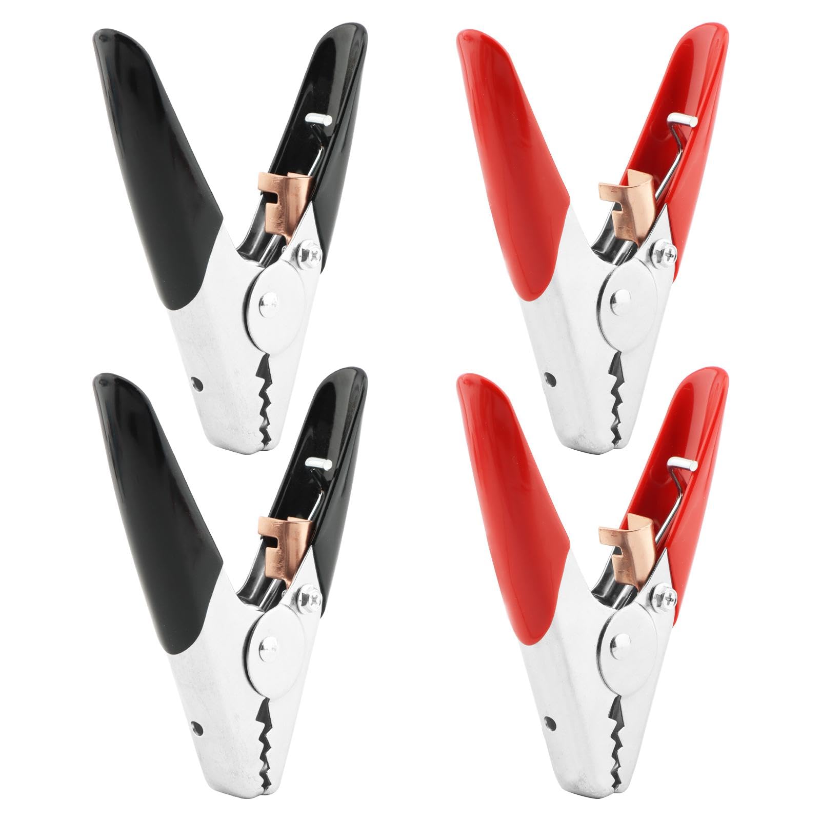 4 Pcs Jumper Cable Clamps, Heavy-Duty Battery Clamps 1100A Jumper Cable Ends, Battery Alligator Clamps, Insulated Parrot Clips, Charging Connector Kit for Car, Auto - 1