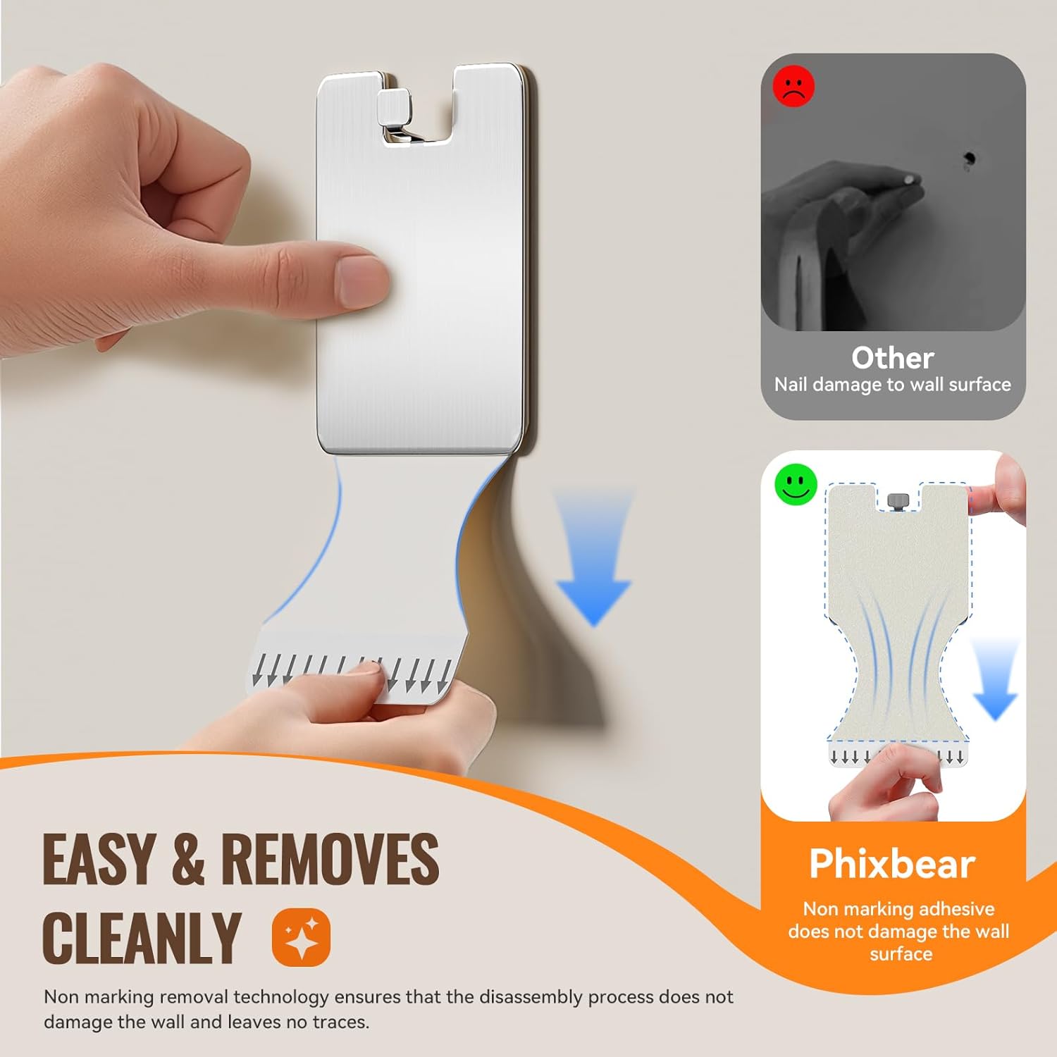 Metal Picture Frame Hangers No Damage to Wall Paint, 4 Pack Extra Large Picture Hanging Strips Hardware Kit, Damage Free Hanging, Picture Hooks Sawtooth Picture Wall Hangers Without Nails
