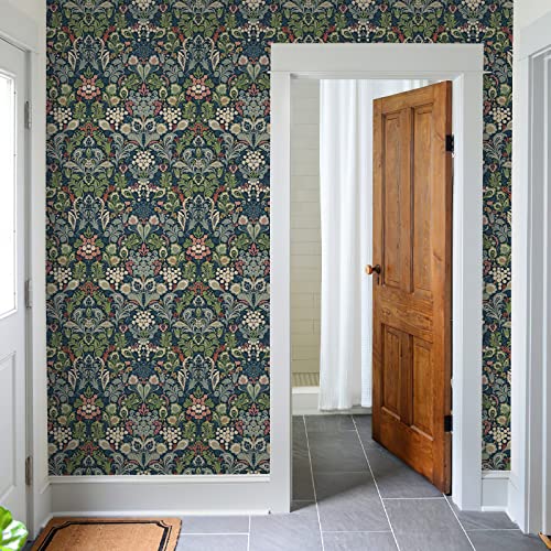 Jiffdiff Botanical Wallpaper Peel And Stick Morris Floral Wallpaper Cabinet Contact Paper Stick On Wall Paper Wall Decor (Midnight Blue，Second Batch) #TOP5