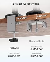 Vista 7 de MOUNTUP Soporte para computadora portátil para escritorio, soporte de brazo ajustable de aluminio para portátiles de 14 a 17 pulgadas y monitor