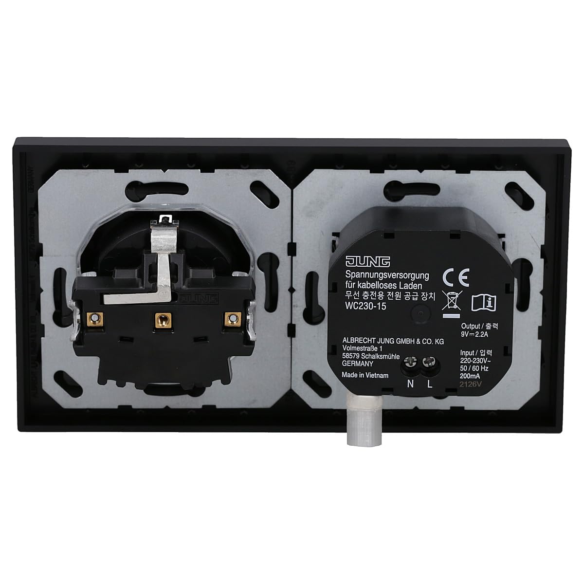 JUNG Magnetic Charger Serie A Graphitschwarz Matt, 15W, MagSafe, Qi2