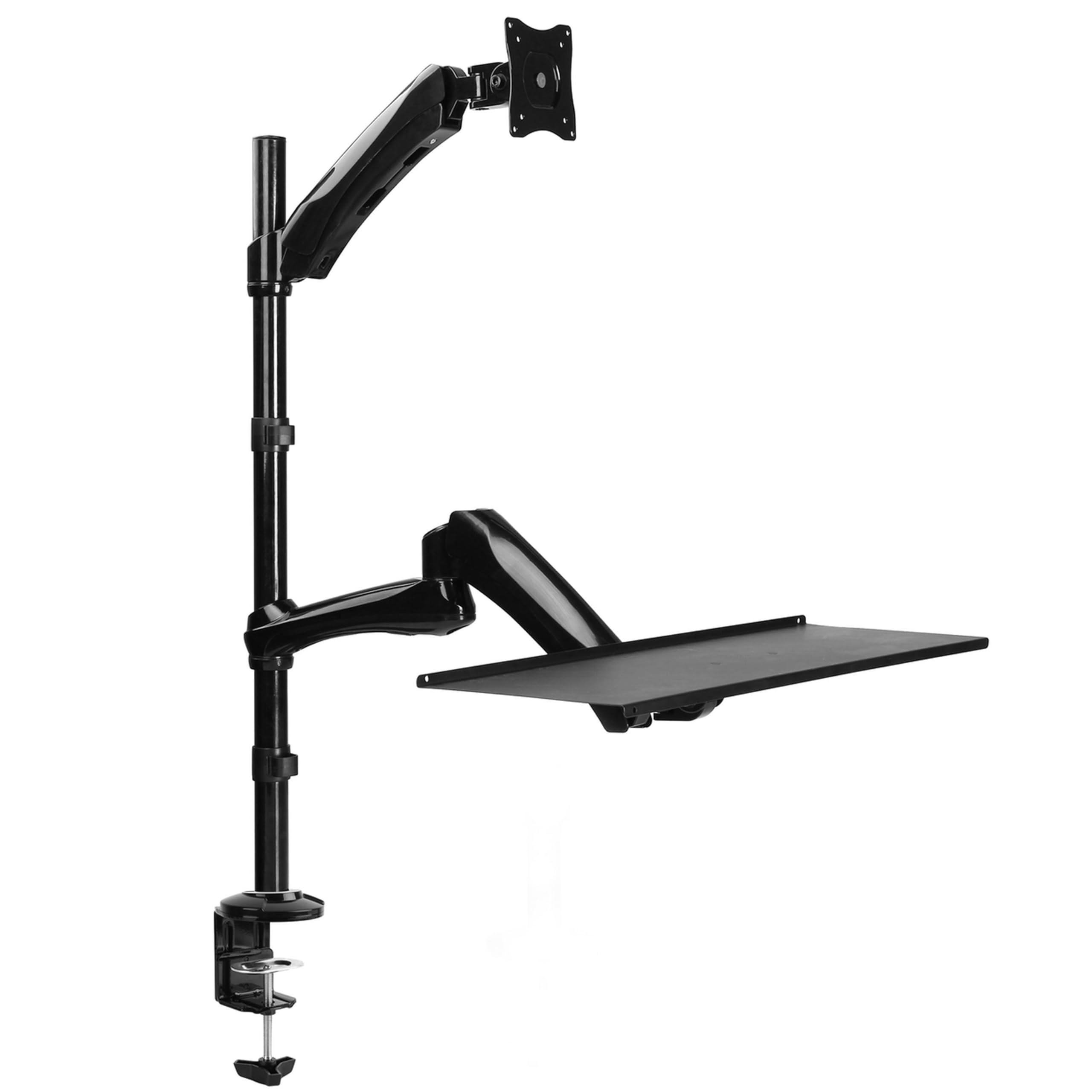 RICOO Uchwyt do monitora z klawiaturą, półką, monitorem, stołem, stacją roboczą, do 13-32 cali, VESA uchwyt stołowy TS1211, ramię monitora, uchwyt na ekran, ramiona do monitorów komputerowych