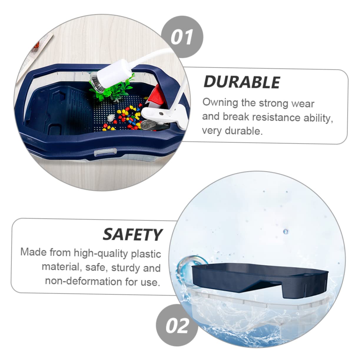 Vasca per Tartarughe in Plastica Piattaforma, Blu, 1 Pz | Doppia Struttura Vasca e Scomparto, Pulizia Semplice, Adatta per Deposizione e Alimentazione