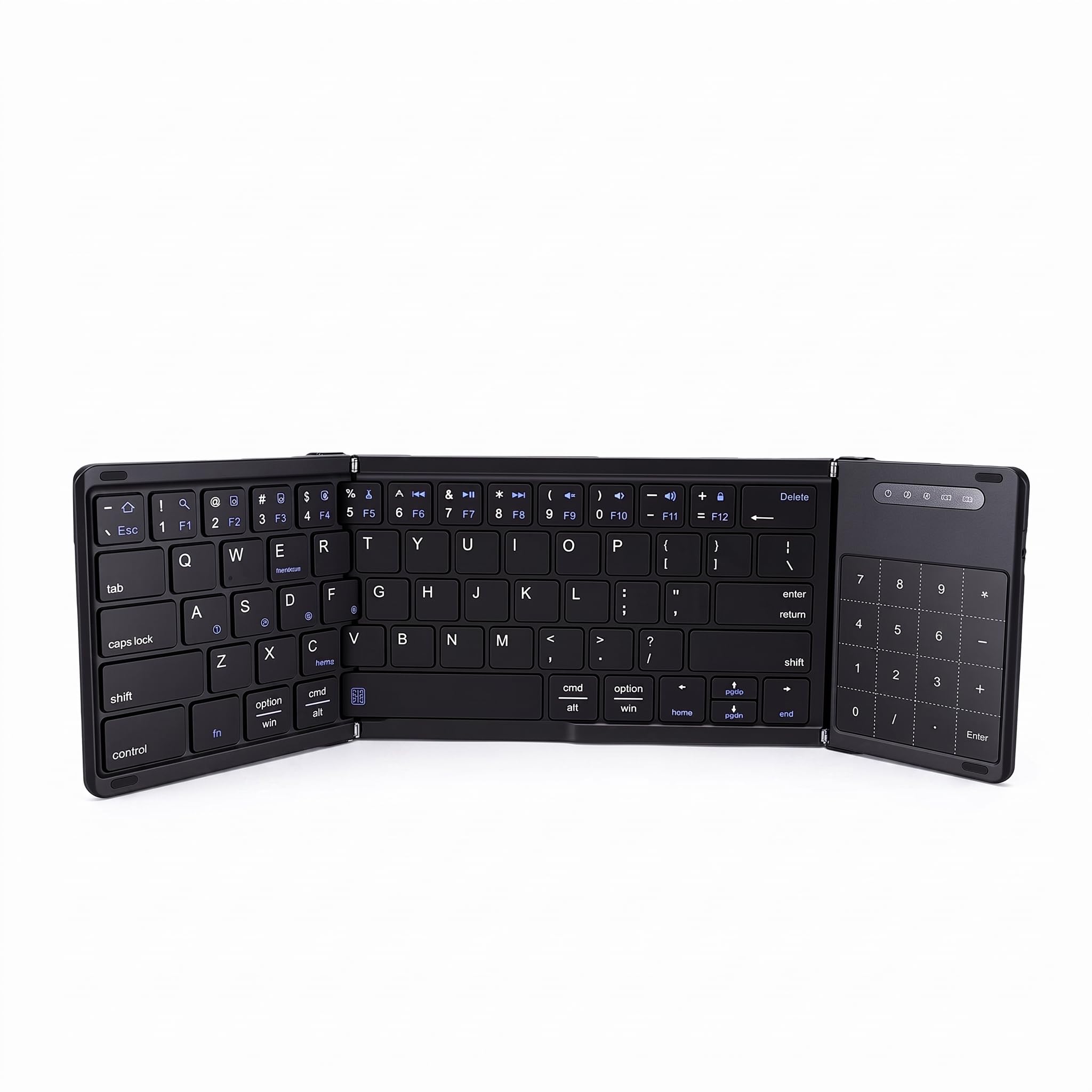 Combinazione Tastiera e Mouse Portatile Pieghevole (BLACK) | Combo Tastiera Bluetooth Pieghevole, Mouse Sottile, Custodia Rigida e Supporto per Telefono, Bluetooth per 3 Dispositivi