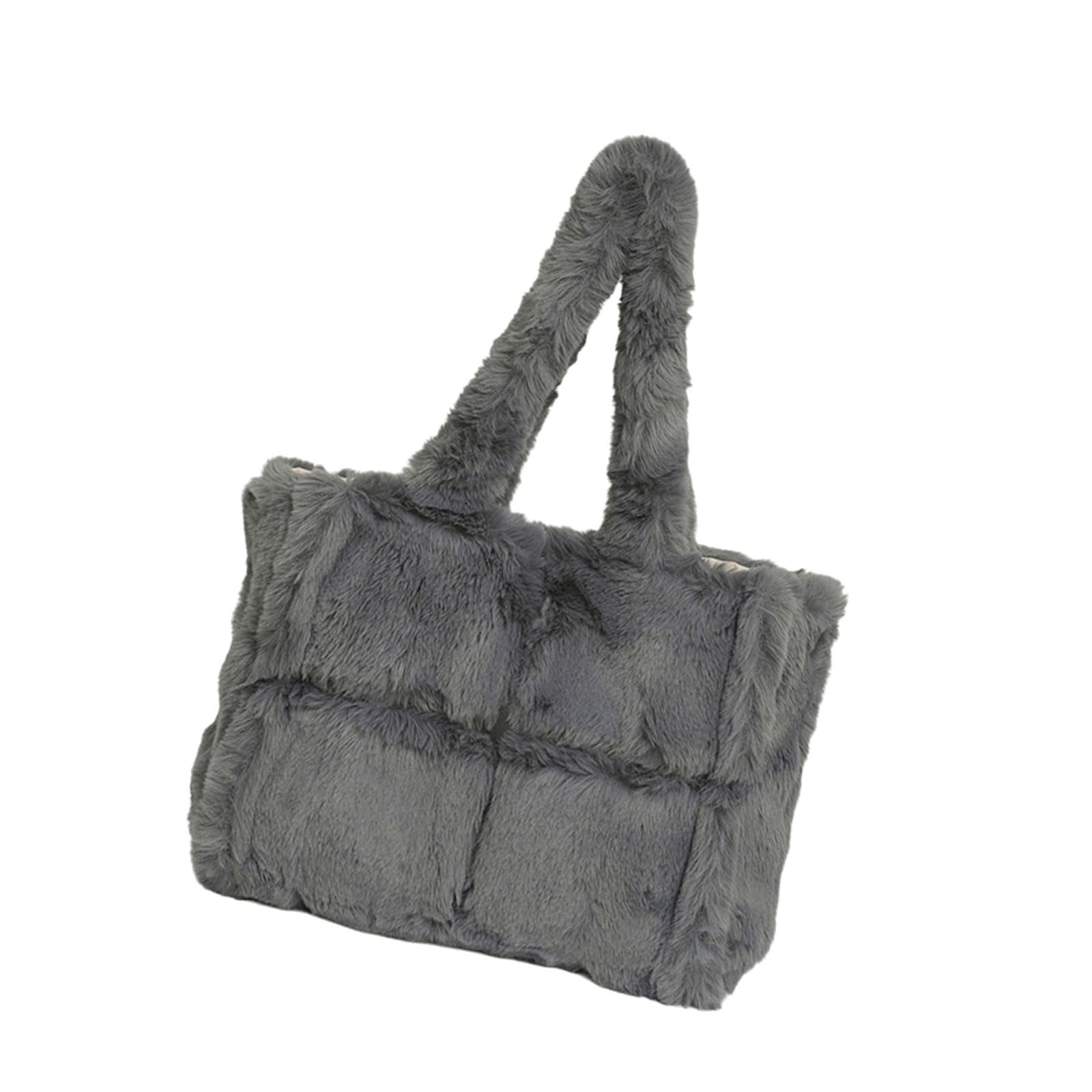 Sac à main d'hiver en fourrure pour femme grand modèle matelassé à bandoulière