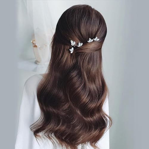 Miniatura 5 de 5 pinzas para el pelo de boda nupcial, horquillas de pelo brillantes con diamantes de imitación plateados para mujeres y niñas, accesorios para el