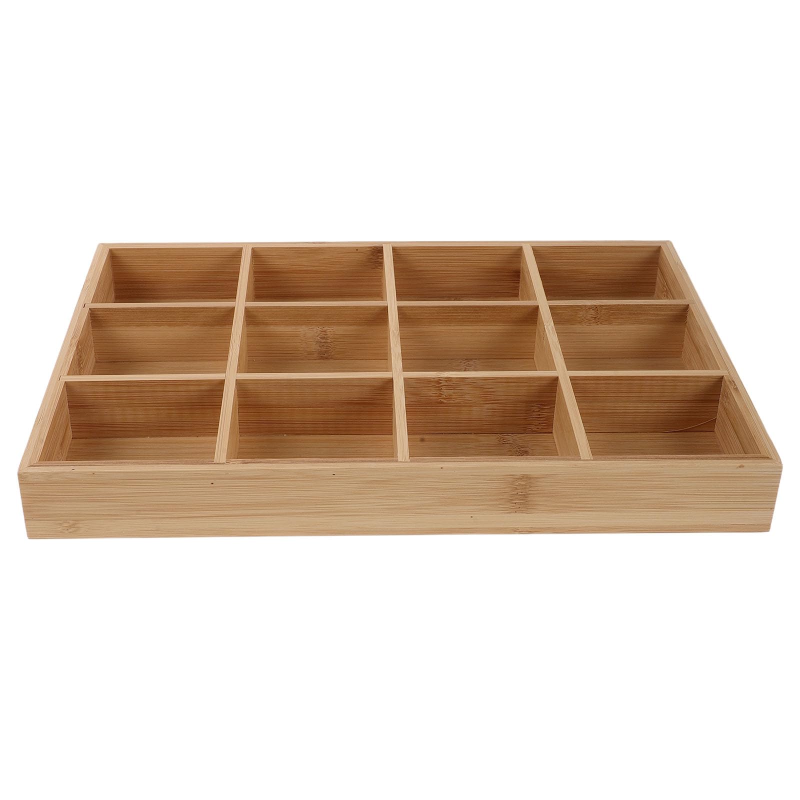 Organizador de cajones de bambú con 12 compartimentos - Caja separadora para cajones, ideal para calcetines, ropa interior, lencería, cinturones, corbatas y llaves - Bandeja organizadora