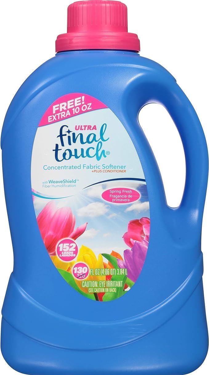 Spring Fresh Ultra Liquid Fabric Softener with WeaveShield Fabric Care Technology by Final Touch | Fabric Softener + Conditioner | Concentrated Formula | Works in All Standard & HE Washing Machines Spring Fresh 130 Fl Oz (Pack of 1)