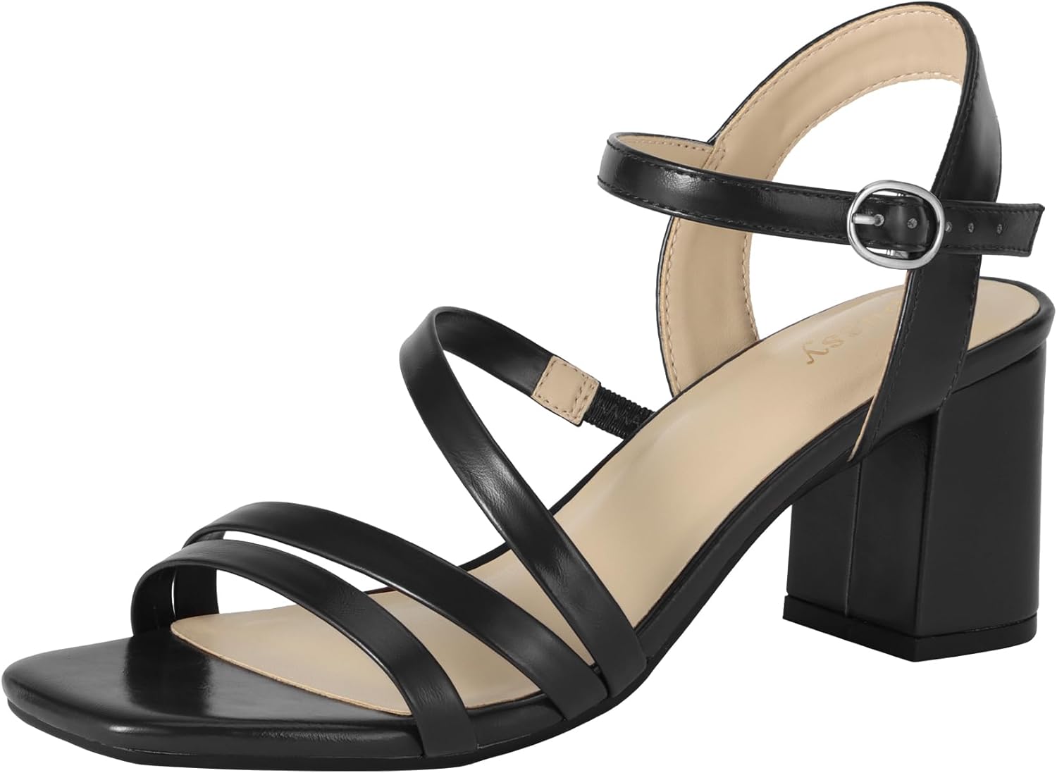 Jussy Women's Chunky Block Strappy Heeled Sandals 2.75 Inch Square Open Toe Ankle Strap High Heels Wedding Bridal Shoes Low Heels Sandals for Party Dress