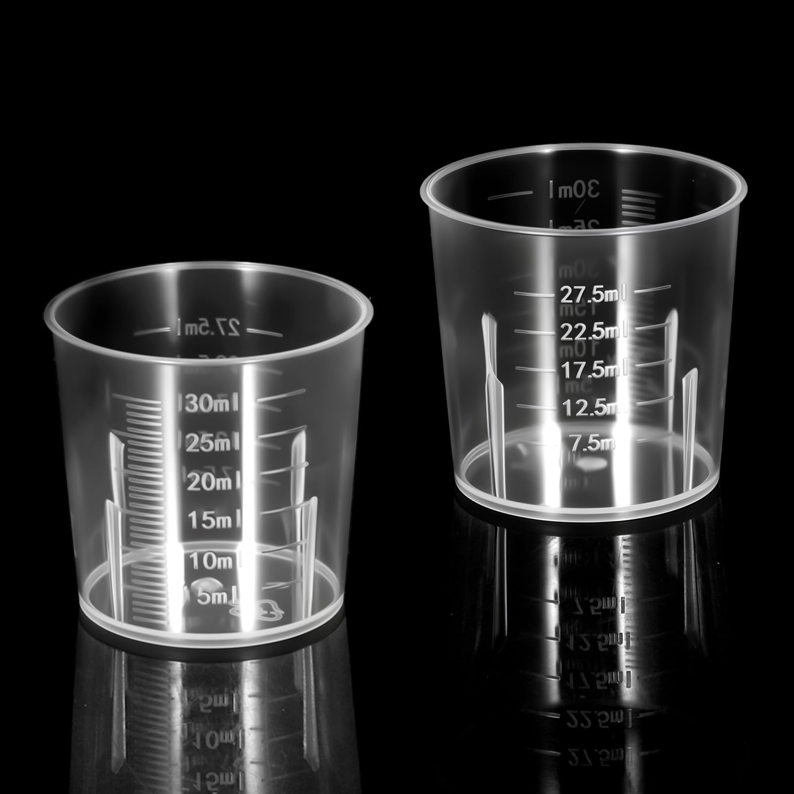 Vasos medidores de plástico líquido, 20 unidades, vasos desechables para medicina, graduados, de plástico transparente, para cocina, laboratorio, herramienta de medición, 30 ml