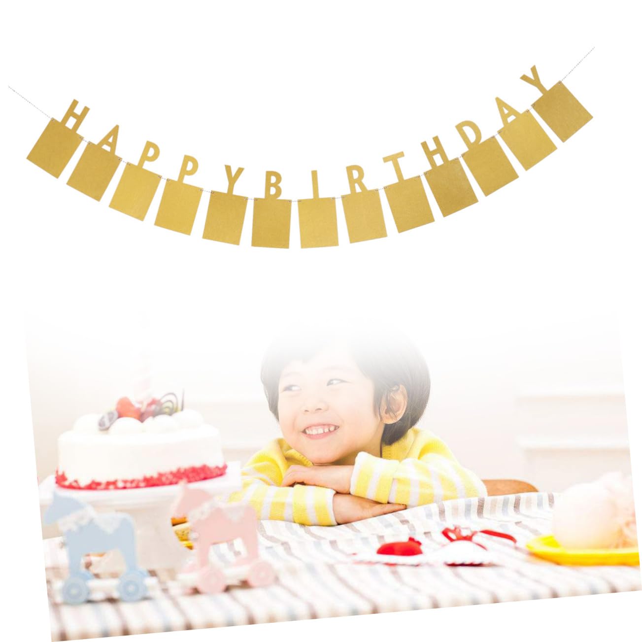 Alasum 3piezas Banderín De Cumpleaños Dorado Letras Para Decoración De Fiesta Exhibidor De Fotos y Guirnalda Para Celebraciones Especiales Para Cumpleaños Infantiles y Temáticas
