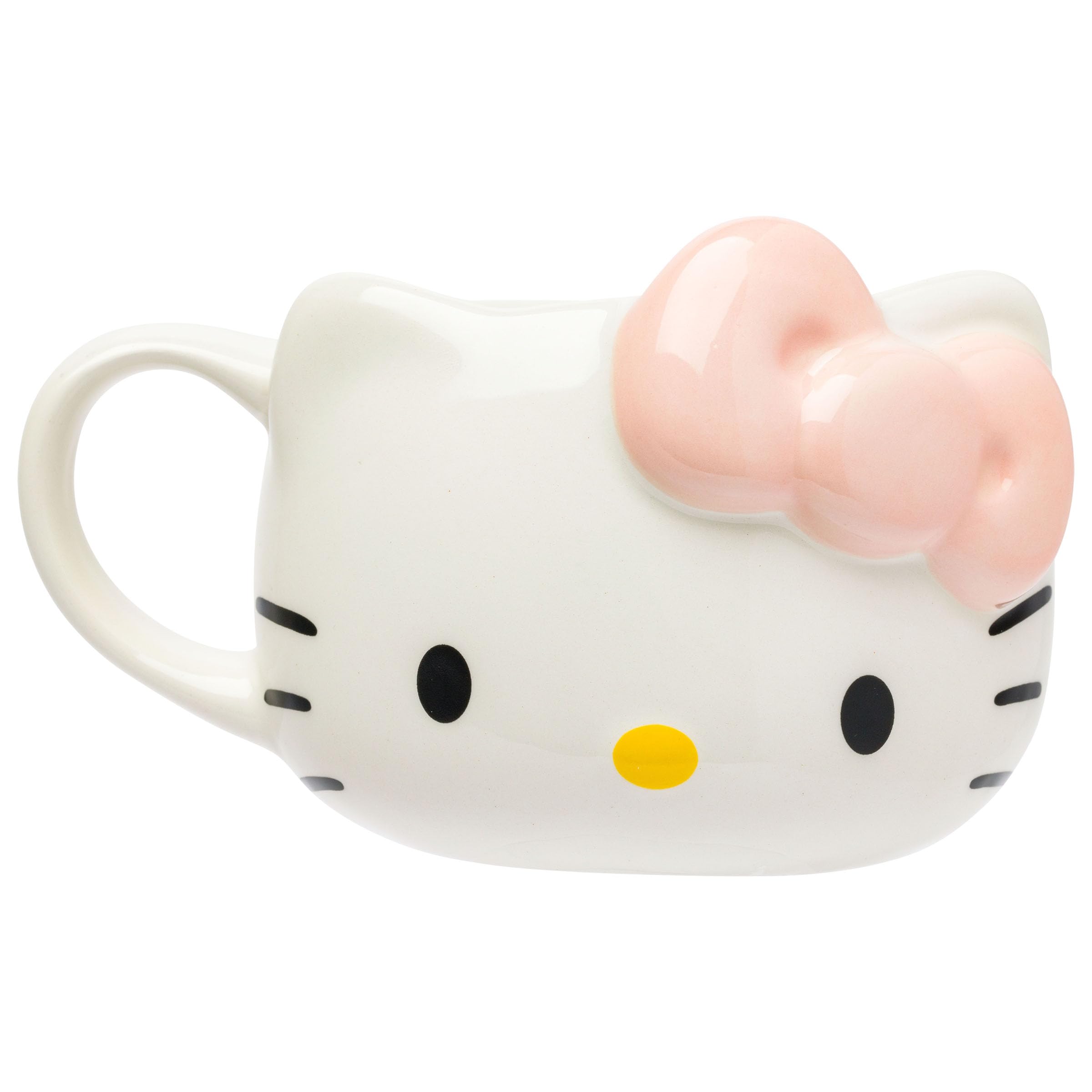 Silver Buffalo Sanrio Hello Kitty Light Pink Bow Ceramic 3D Sculpted Mug, 20 Ounces