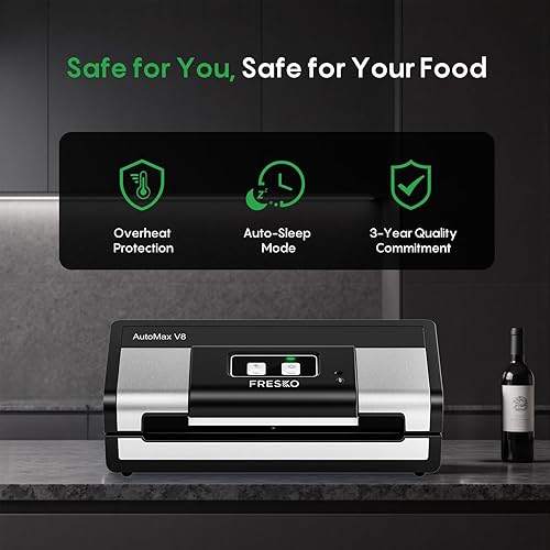 Miniatura 8 de Sellador al vacío totalmente automático, potente máquina selladora al vacío de alimentos de 95 Kpa, detección automática en seco y húmedo  Cortador