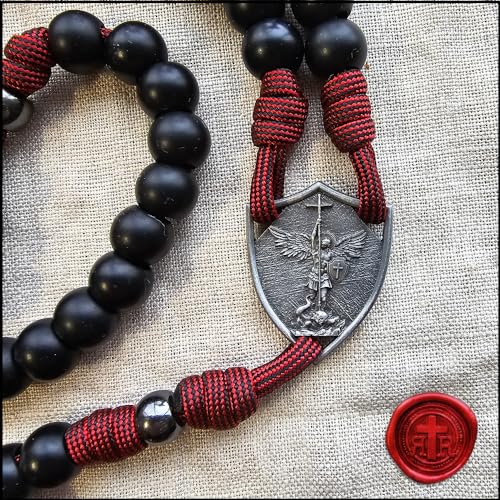 Catholic Spiritual Paracord Rosary with Shield Medal - Handmade in the USA3