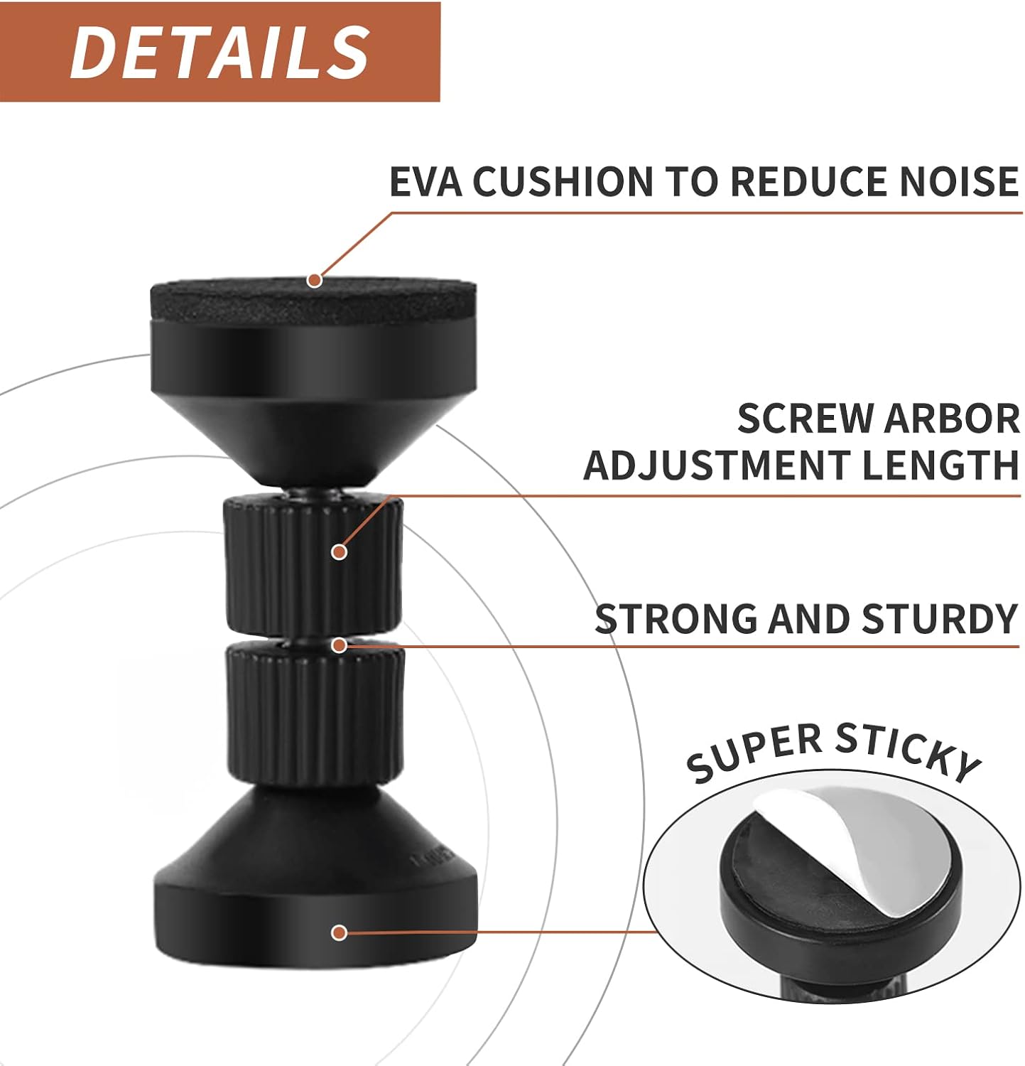 dadop Adjustable Threaded Bed Frame Anti-Shake Tool for Bed, Headboard Stoppers, Bedside Headboards Prevent loosening Anti-Shake Fixer, Easy Install (2pcs Black Upgraded Version, 40-100mm)