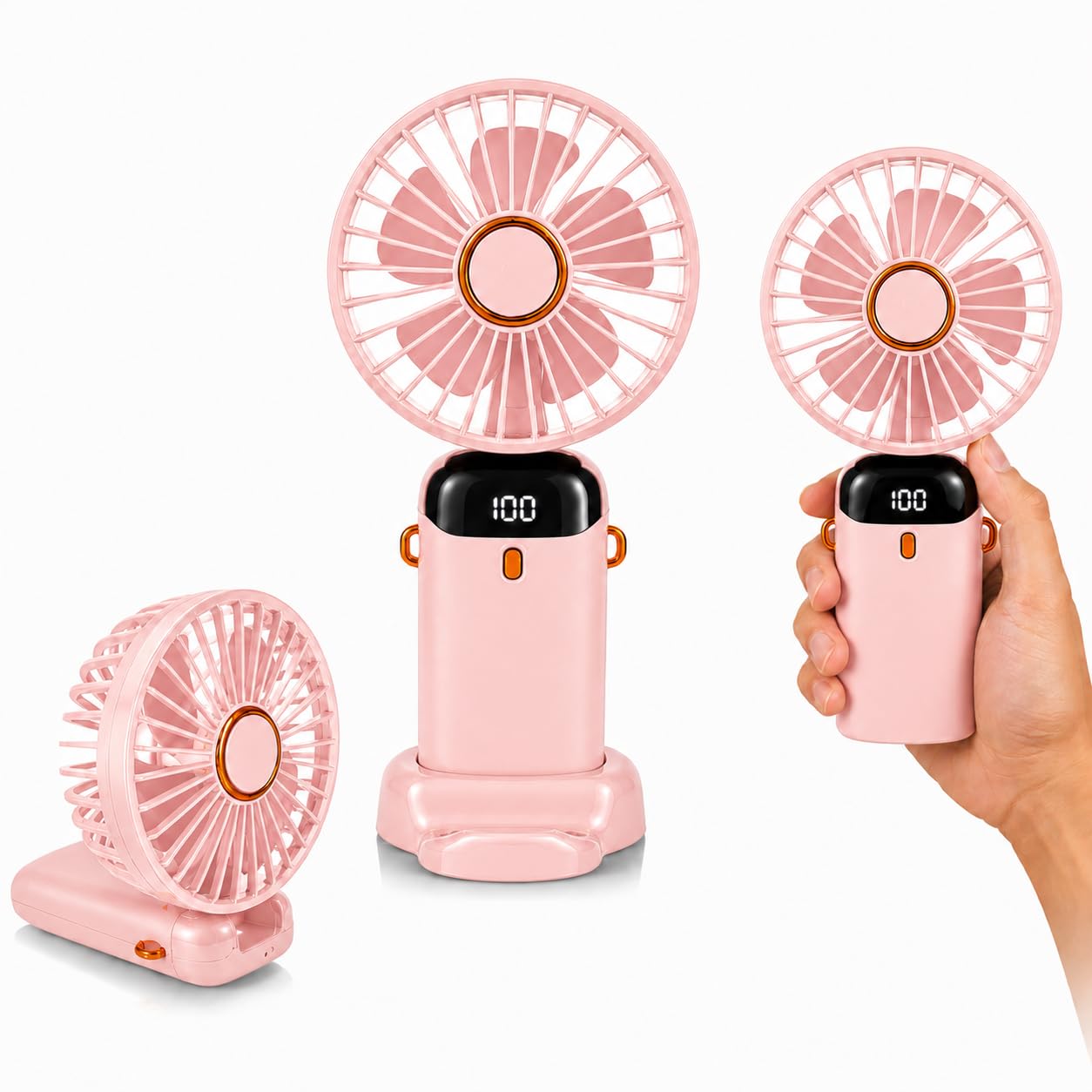 Portable mini hand fan with LED display USB type-C (Light Pink) | 1200mAh battery, Handheld & Desktop Design-Perfect for Travel, Makeup, Office, Home, Kitchen, Women’s Personal, Pankhaa-image-34