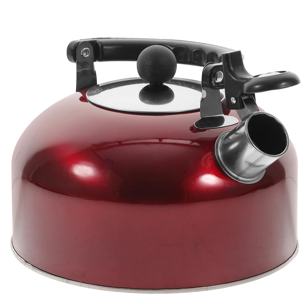 Bouilloire sifflante en acier inoxydable cuisinière inox rouge 3L pas cher