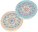 Mosaic Pattern Floral Multicolor Ceramic Car Coaster Pack (Set of 2)