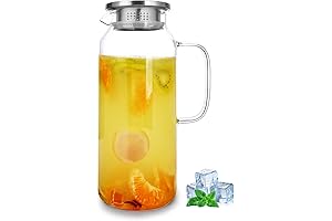 Glass Pitcher with Lid 2 Liter Large Capacity Water Pitcher Carafe