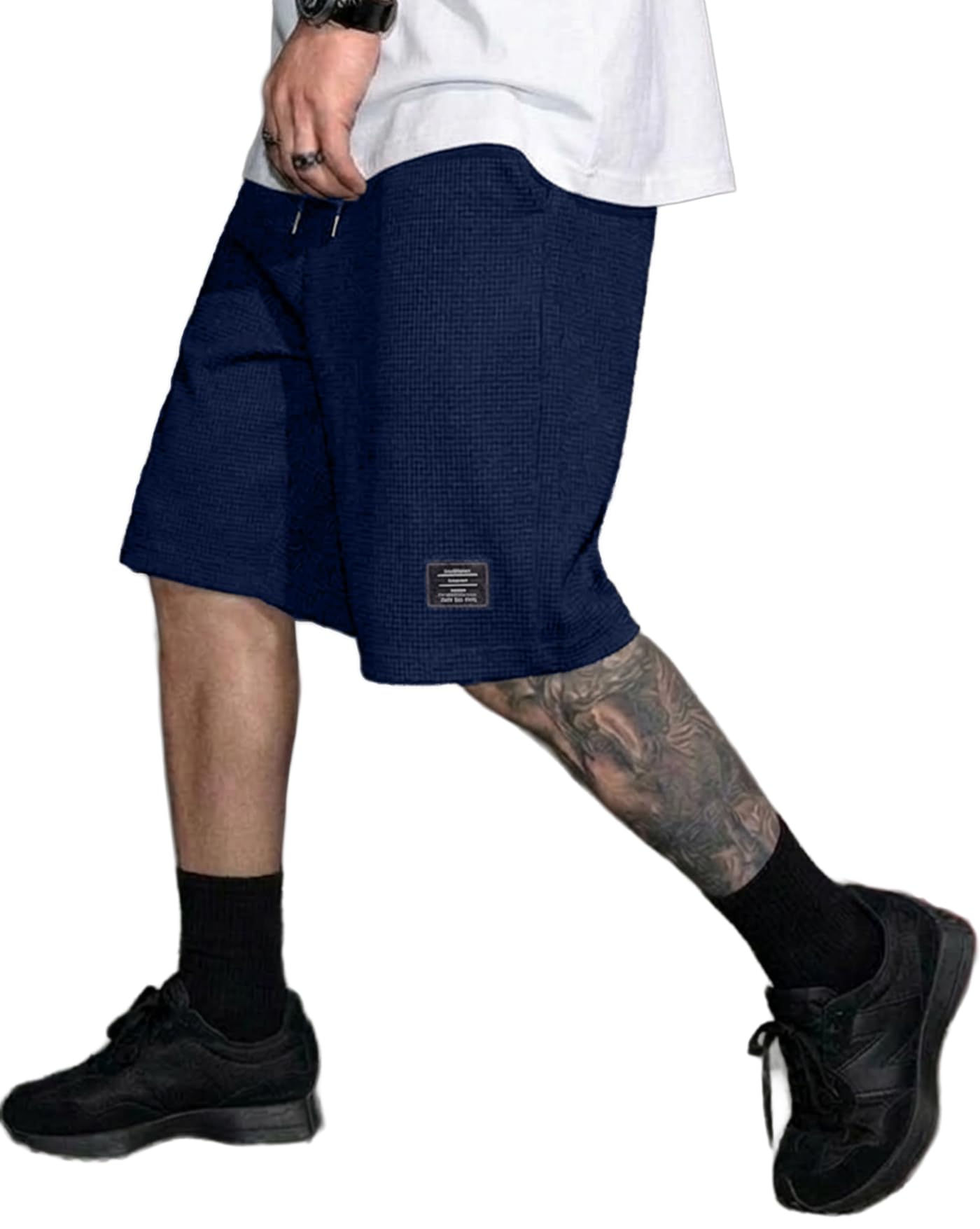 Men Solid Drawstring Waist Casual Knee Length Boxers,Solid Men Beige Basic Boxers-picture-16