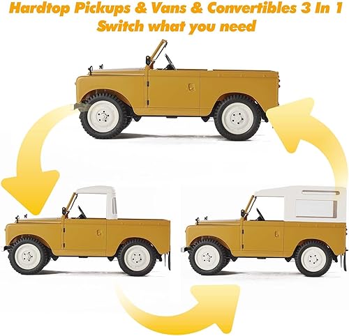 Miniatura 4 de WOWRC FMS 112 Land Rover Series II RC Car, camionetas RC Crawler y furgonetas y convertibles 3 en 1 con transmisión de 2 velocidades, tracción en