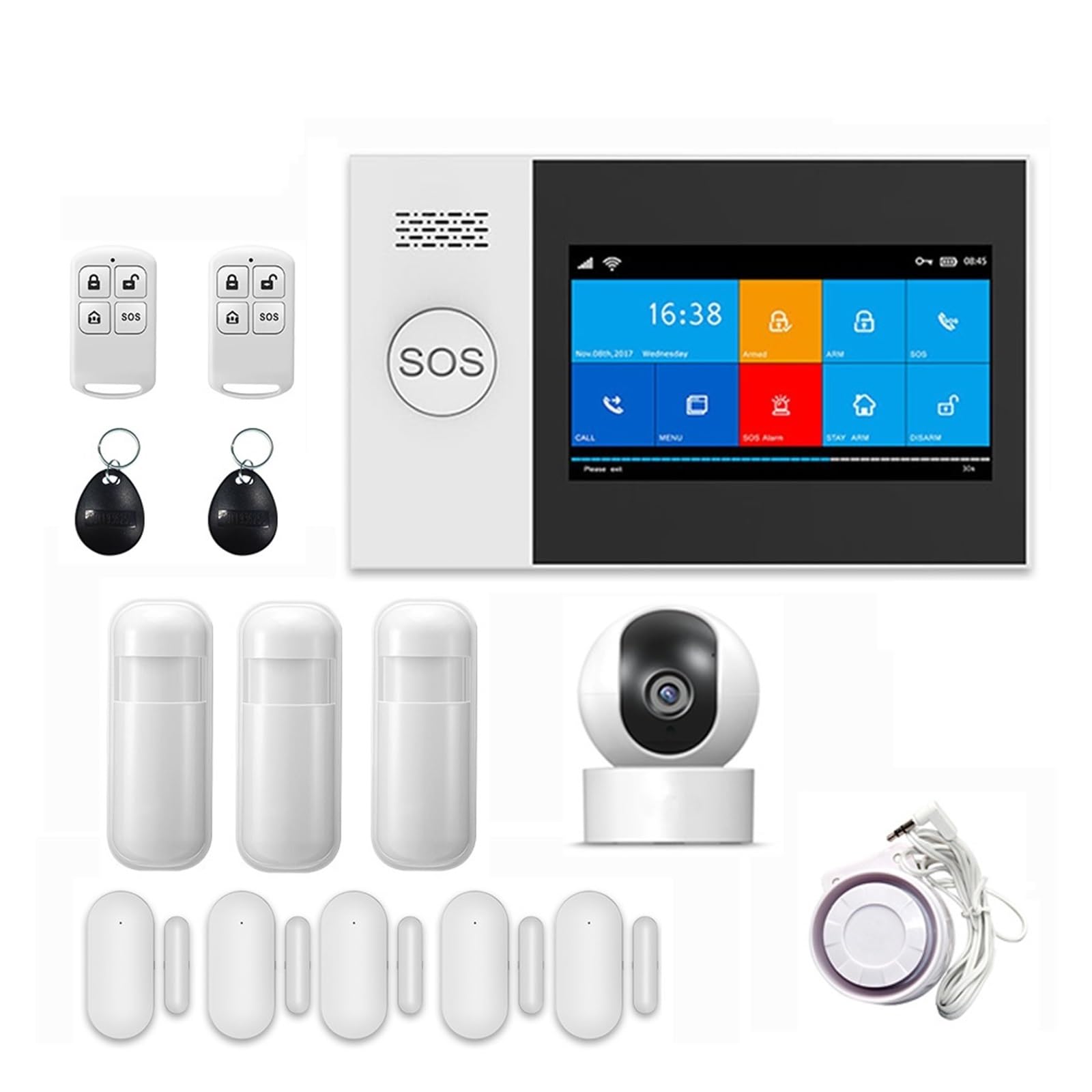 CUDTAPI GSM Home Security Alarm System App Control Remote Window Sensor With 1080P IP Camera Smart Kits(SET-D)