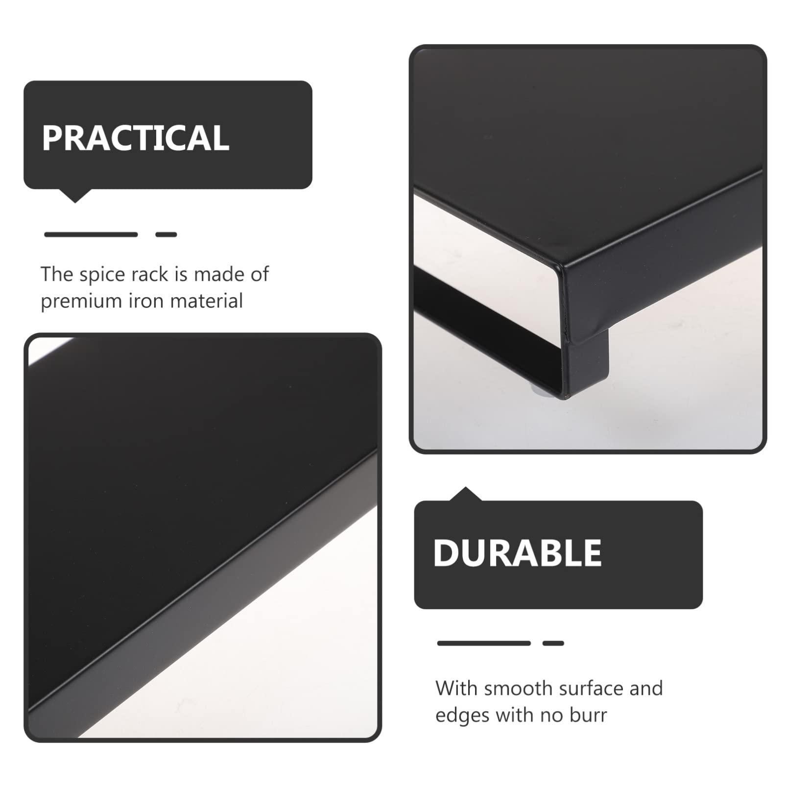 Estante de Especias de Hierro Extensible para Cocina, Negro
