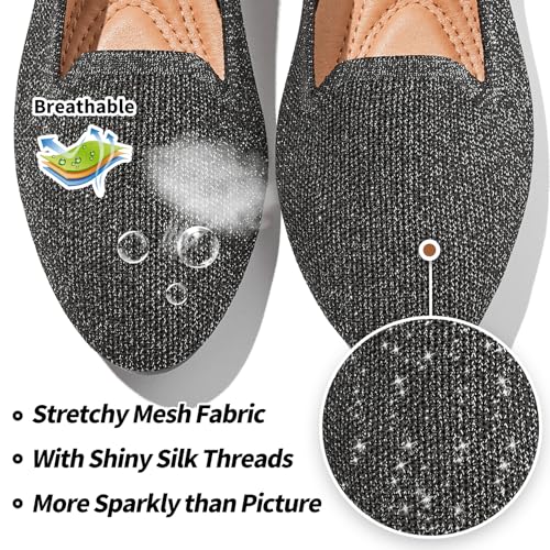 Image of BABUDOG Women's Flats Shoes Shiny Mesh Loafers Shoes Soft Memory Foam Flats