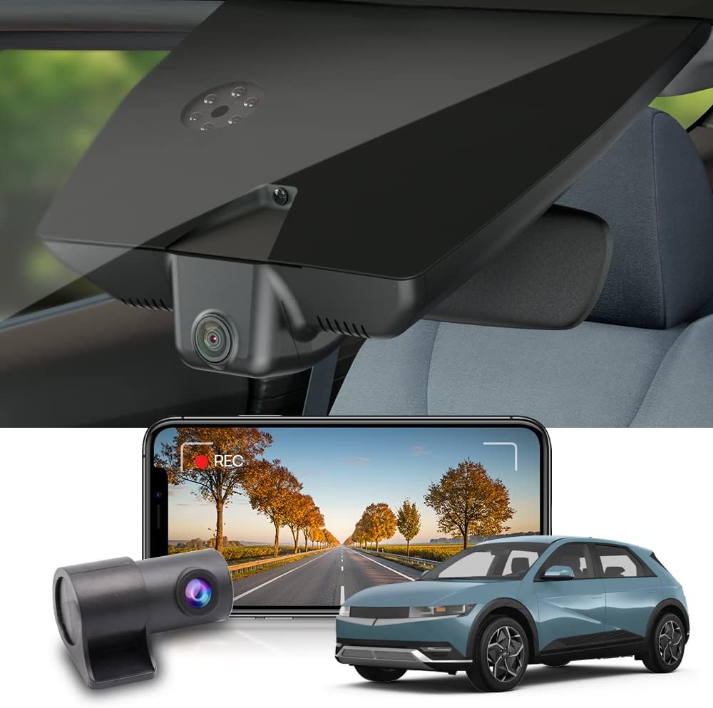 Fitcamx Dashcam Front Rear 2160P+1080P Compatible with Hyundai IONIQ 5 2022 2023 2024 SEL Limited (with Auto Dimming), OEM 4K Video WiFi, Loop Recording, G-Sensor, WDR Car Camera, 128GB Card