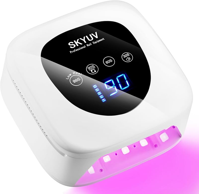 Lámpara de uñas LED UV recargable, SKYUV secador de uñas inalámbrico para esmalte de gel, lámpara de uñas UV con 4 temporizadores y pantalla táctil LED, lámpara de curado profesional con 30 cuentas para salón y hogar