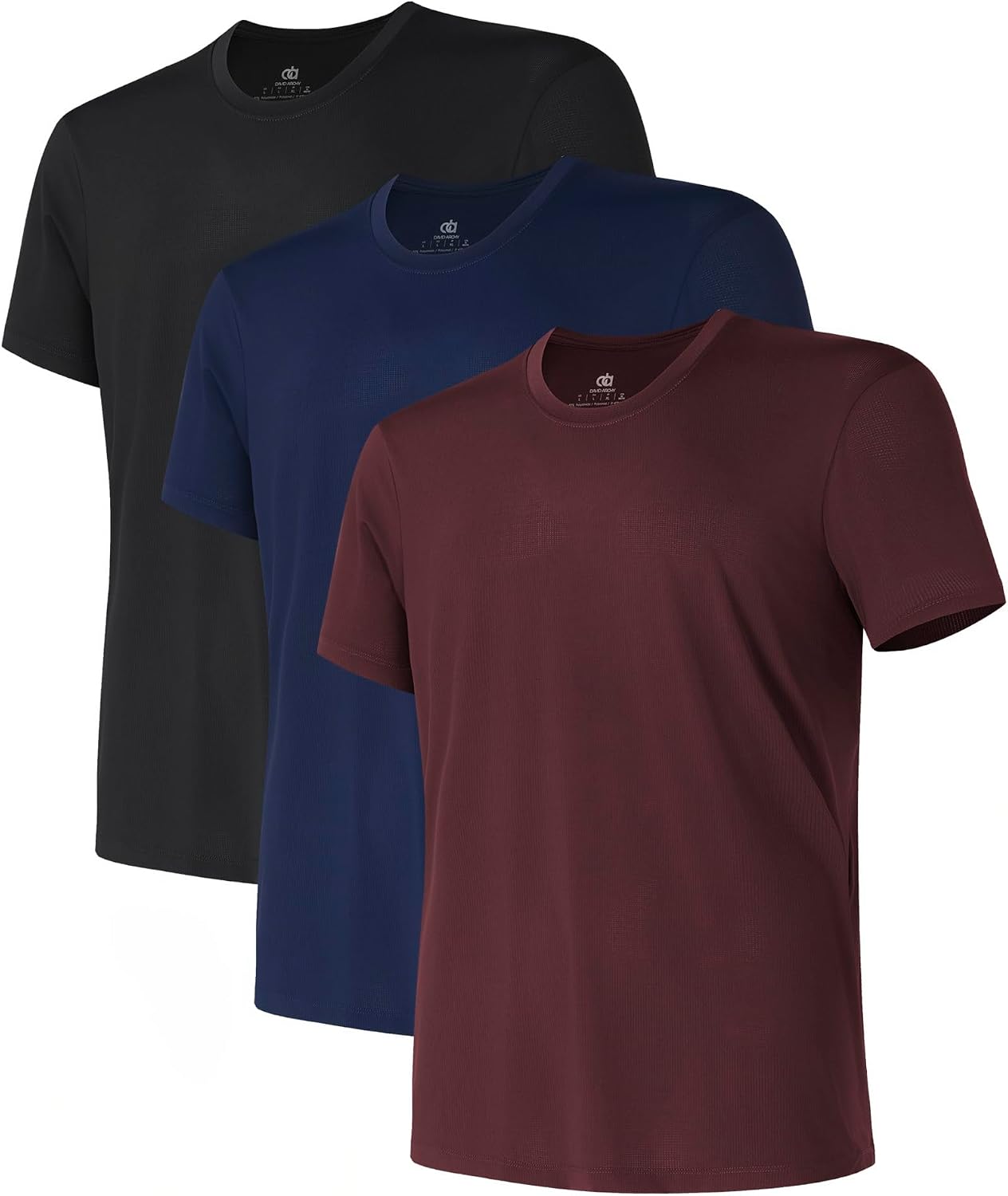 DAVID ARCHY Slim Men's Undershirts Nylon T-Shirts Crew Neck Tees 3 Pack