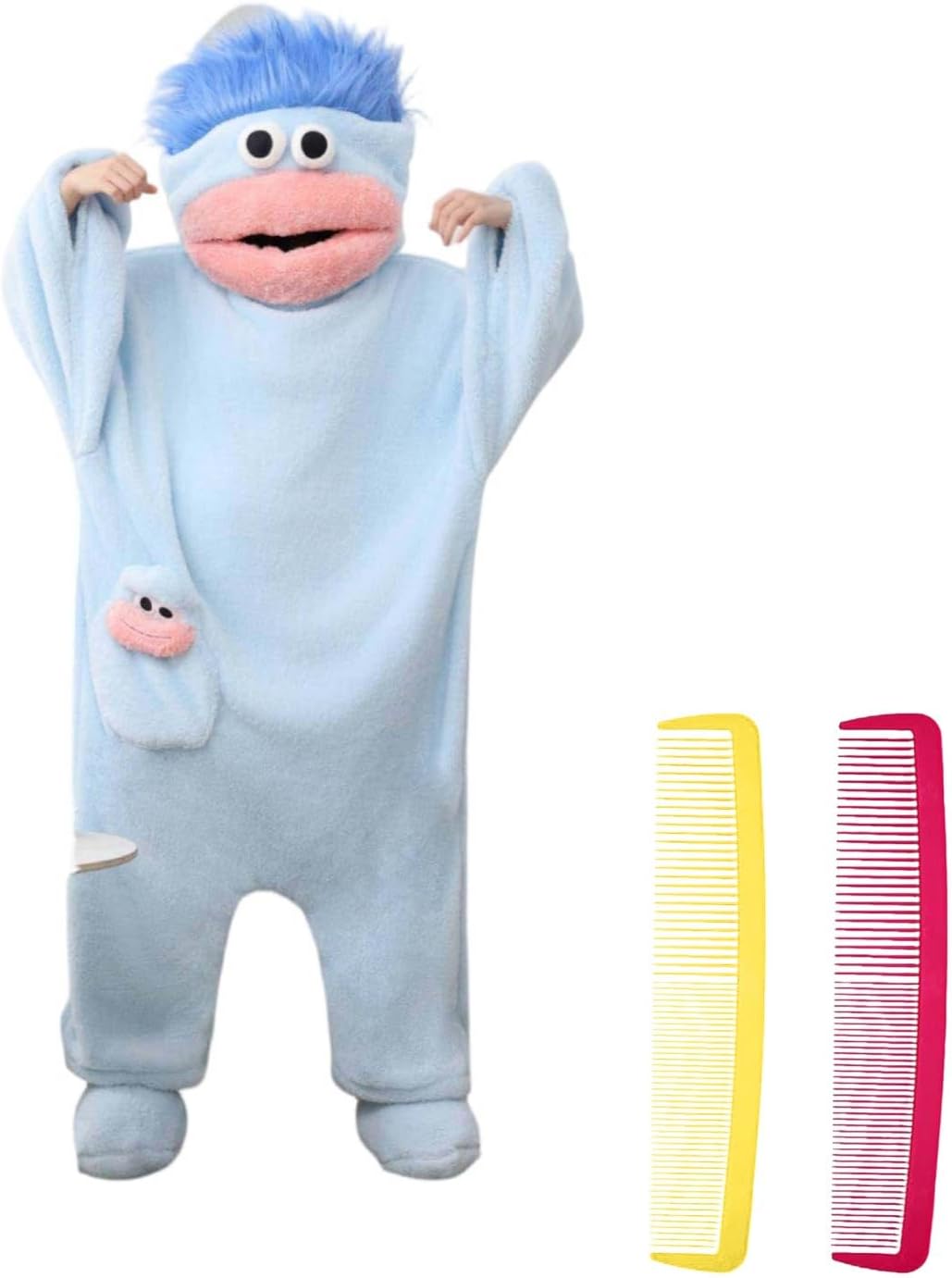 Silly Onesie Adult Pajamas with Shoes and Combs Ultra Soft Green Plush Hooded One-Piece Costume Funny Loungewear