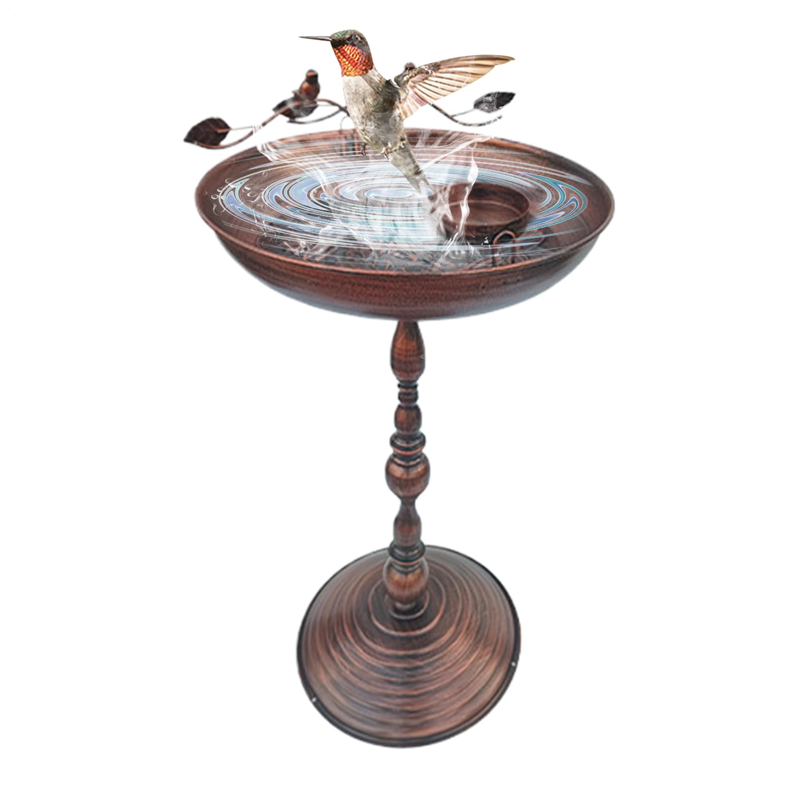Bagno Per Uccelli Da Esterno Vasca Da Esterno Verticale Con Mangiatoia | Statua Anticata con Vasca per Cibo Animali per Colibrì Pappagalli e Cocorite