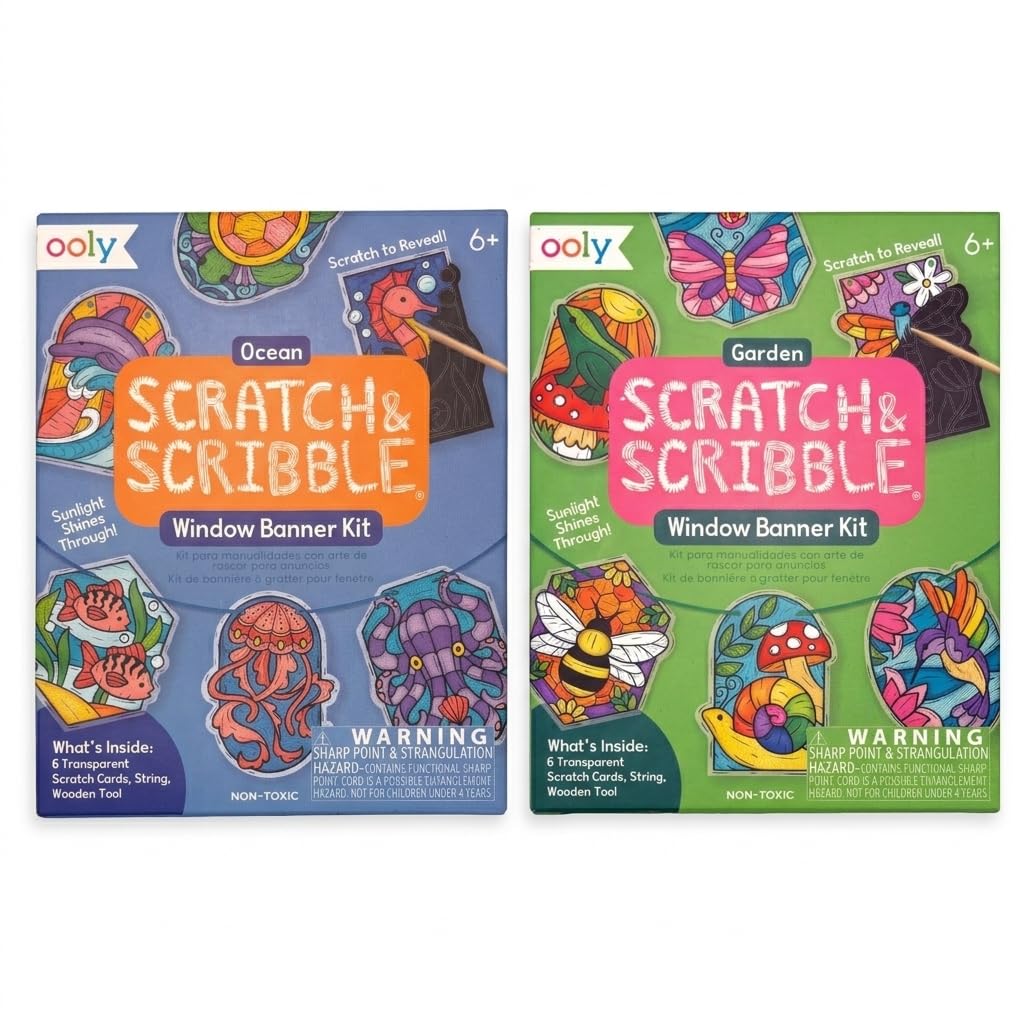 OOLY Scratch &amp; Scribble Window Banner Kit - Garden &amp; Ocean