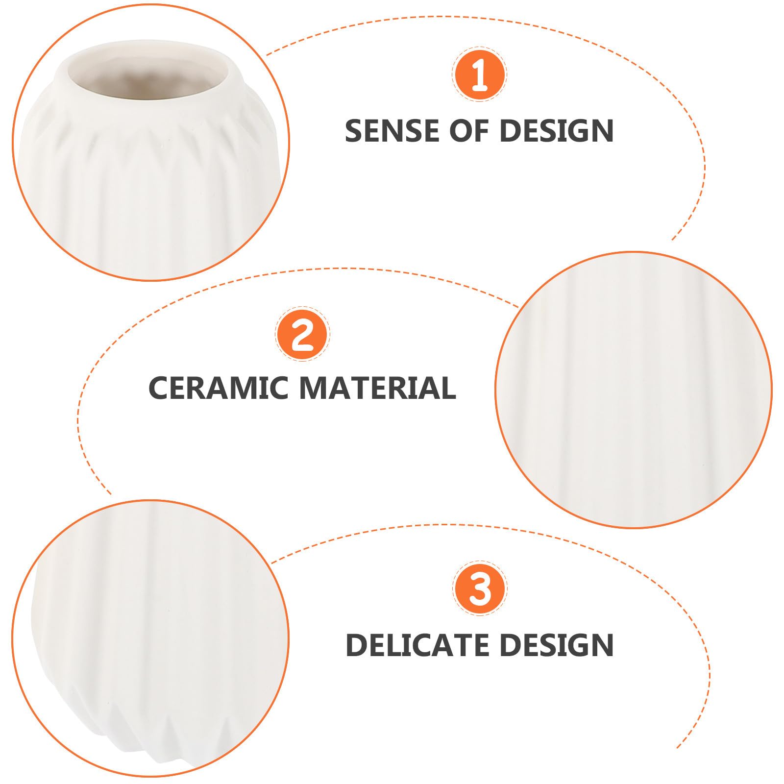 3 Pezzi Set di Vasi in Ceramica Bianco, Vaso Decorativo per Casa