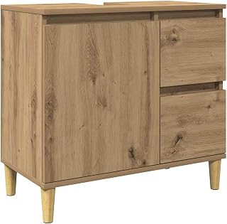 vidaXL Waschbeckenunterschrank, Waschtischunterschrank mit Stauraum, Unterschrank Holzbeine für Badezimmer, Badschrank Badezimmerschrank, Artisan-Eiche Holzwerkstoff