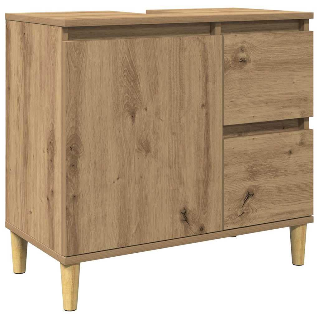 vidaXL Armario Lavabo baño Madera ingeniería Roble Artisan 65x33x60 cm