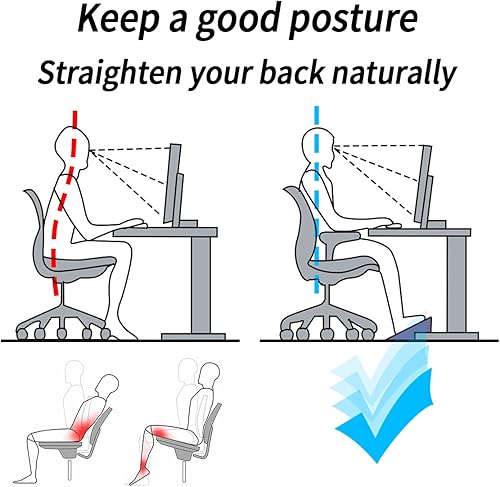 Miniatura 4 de MyPlace Reposapiés de altura ajustable debajo del escritorio en el trabajo - Reposapiés de oficina resistente de 6 alturas - Espuma viscoelástica