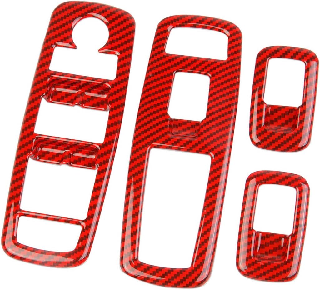 Red Carbon Fiber Window Lift Trim Switch Panel Cover Trim for Dodge Charger 2011+/ Chrysler 300 2015-2021