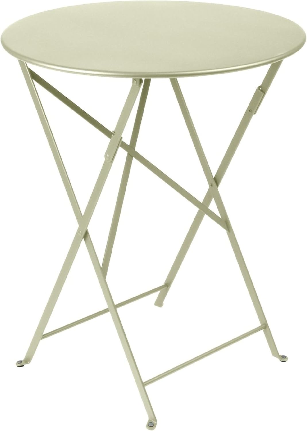 Bistro 24 Round Table - Lacquered Steel Folding Table for Two to Three People - No Parasol Hole - Outdoor & Indoor Use - Willow Green