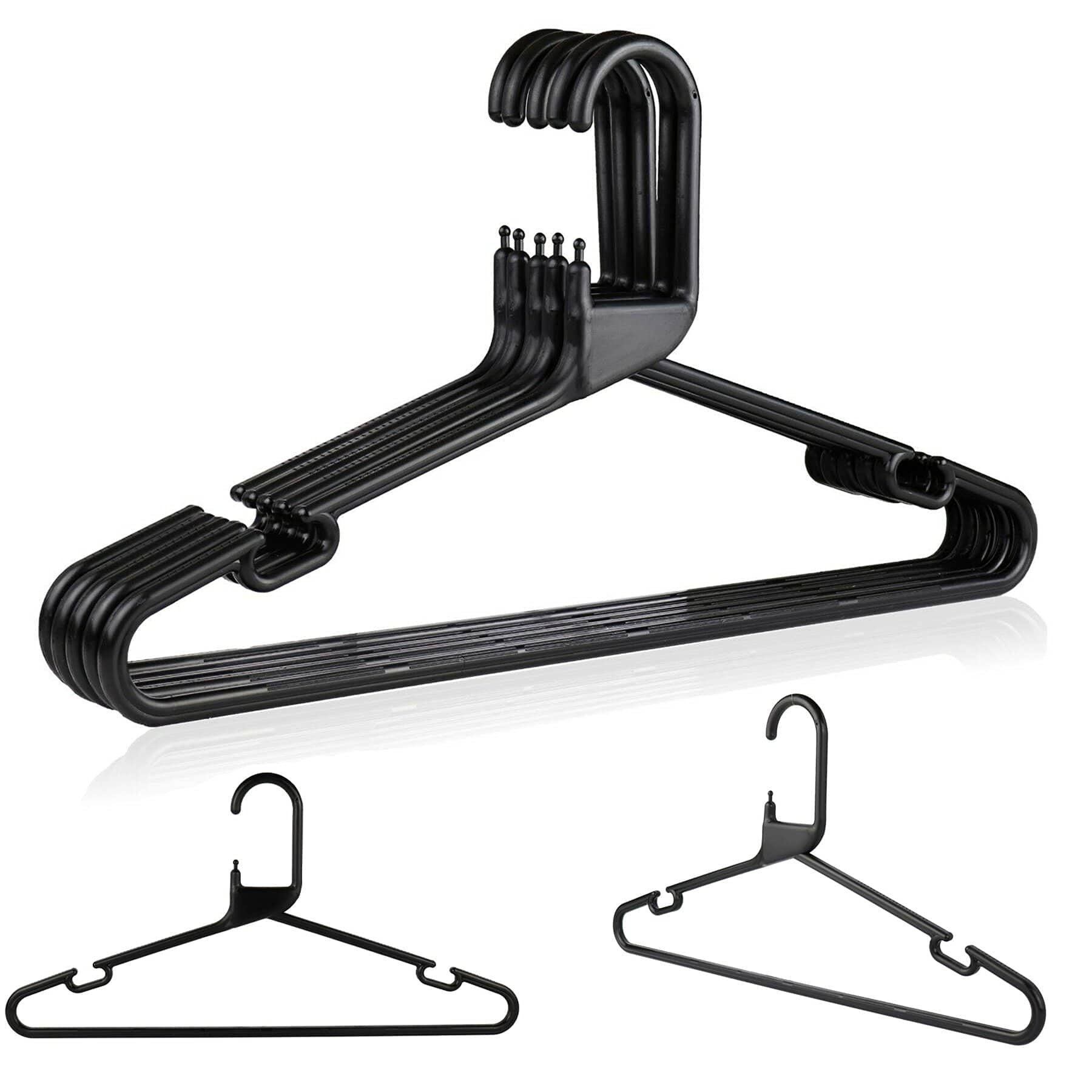 My Shop Fittings Strong HD Plastic Adult Coat Hangers with Trouser Bar, Suit, Trouser, ETC Garments Clothes Hangers(Pack OF 1, 5, 10, 20, 40, 60, 100, 120) In 6 Colors (BLACK, 10)