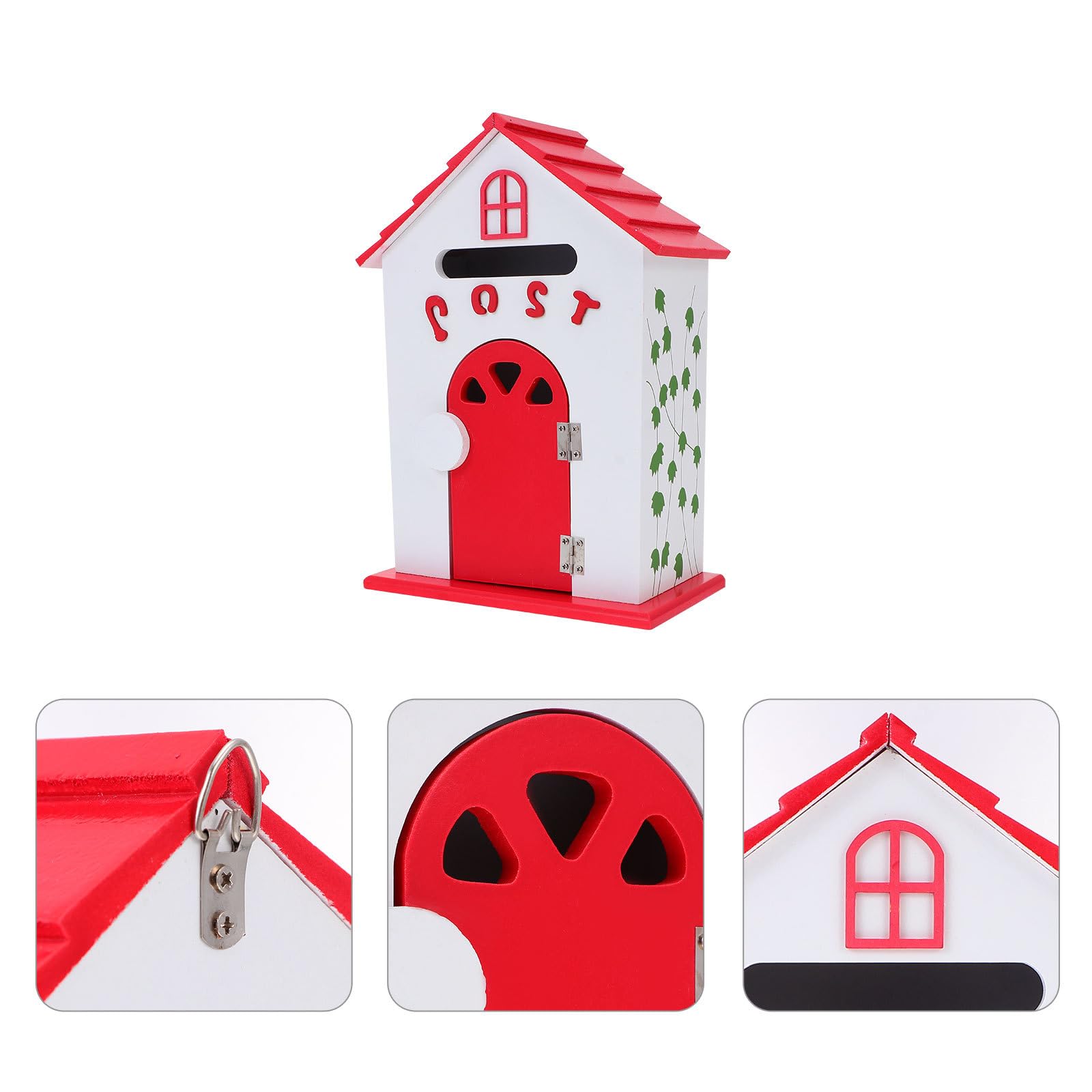 Buzón Escolar de Madera Rojo Montado en Pared para Cartas