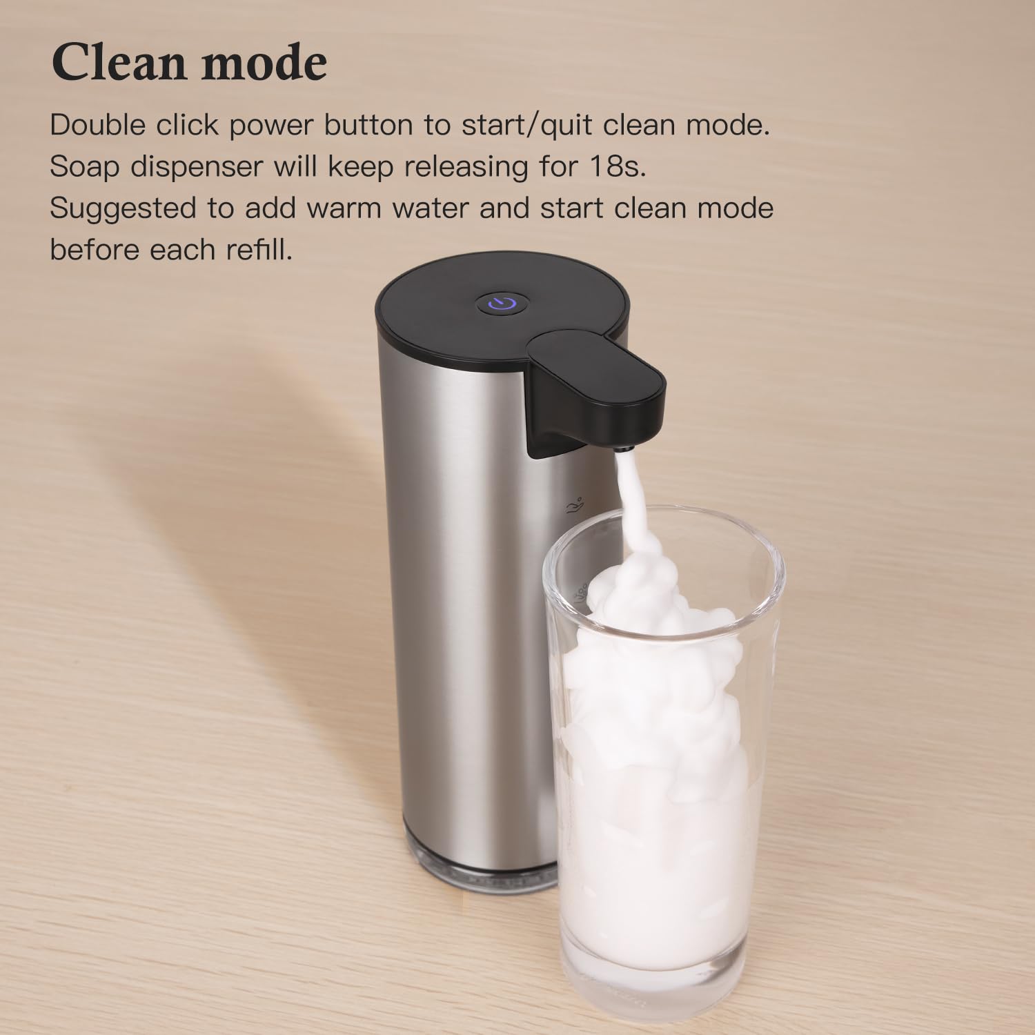 Dispenser di sapone, dispenser automatico di sapone ricaricabile in acciaio inossidabile Touchless Dispenser di sapone schiumogeno per bagno Dispenser automatico di sapone per le mani per cucina