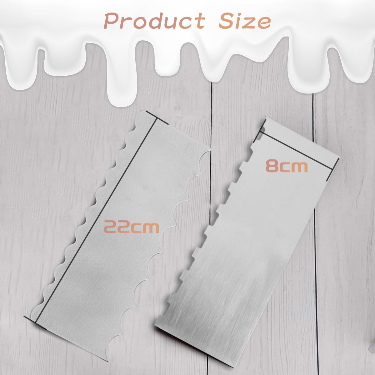 Cake Scraper, 2 Pcs Metal Cake Scraper, 9 Inch Double Sided Cake Smoother, Cake Scraper Buttercream Smoother, Cake Cutter - Image 3