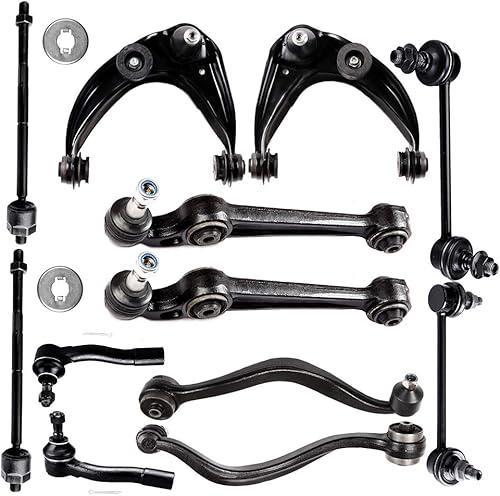 OCPTY Kit de 12 piezas de suspensión delantera superior 4 brazo de control inferior derecho y rótula 2 barras estabilizadoras enlace final 2