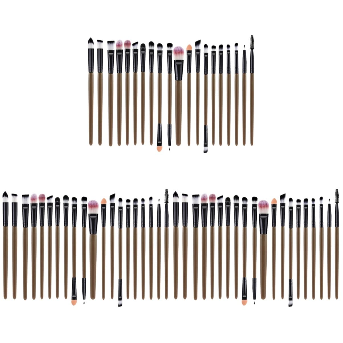 FRCOLOR 60pezzi Pennelli Per Trucco Occhi Con Manico Plastica Kit Portatile Per Ombretto e Eyeliner Per Uso Quotidiano e Principianti e Nero