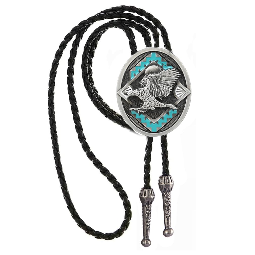 Joxevyia Bolo Tie for Men Vintage Cow Skull Leather Rope Western Cowboy Necktie Vintage Bola Tie Gift for Him