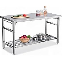 Garvee 60x24 NSF Stainless Steel Folding Table, Heavy Duty 500lbs