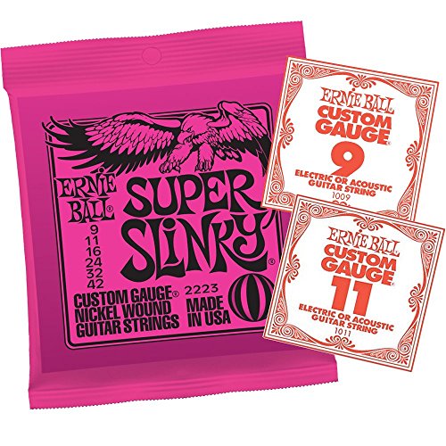 Ernie Ball 2223 Super Slinky 09-42 Electric Guitar String Set w/ Extra Plain Single E & B - Les Beatles, Paul McCartney, John Lennon, RIngo Starr, George Harrison Ernie Ball 2223 Super Slinky 09-42 Electric Guitar String Set w/ Extra Plain Single E & B